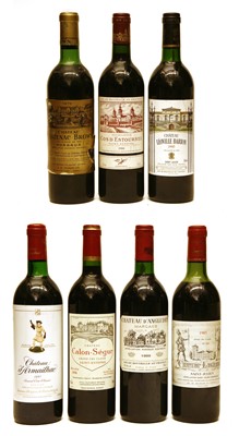 Lot 160 - Assorted Red Bordeaux: Ch Calon Segur, 1998, one bottle and six various others