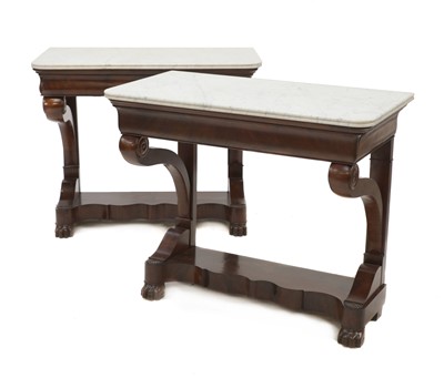 Lot 225 - A pair of French Louis Philippe mahogany console tables
