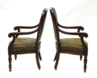 Lot 224 - A pair of French Louis Philippe mahogany library armchairs