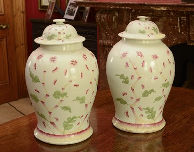 Lot 126 - A pair of Chinese porcelain baluster vases and covers