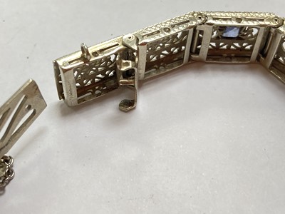 Lot 189 - An American white gold diamond and sapphire bracelet