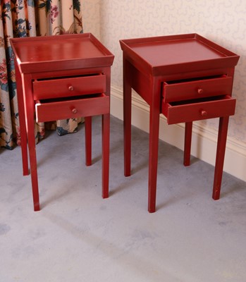 Lot 416 - A pair of modern red-painted bedside or side tables