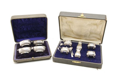 Lot 36 - A cased silver cruet set
