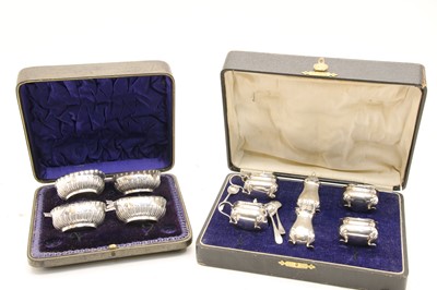 Lot 36 - A cased silver cruet set