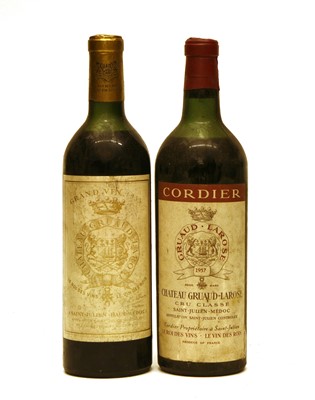 Lot 162 - Chateau Gruaud Larose, 2eme Cru Classe, St Julien, 1955, one bottle and 1957 one bottle