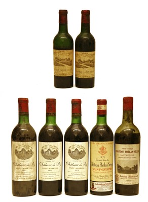 Lot 163 - Assorted Red Bordeaux: Chateau de Pez, St Estephe, 1971, three bottles, and four various others