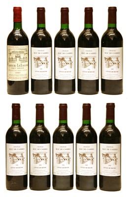 Lot 170 - Chateau Roc de Cambes, Côtes de Bourg, 1991, nine bottles, Chateau La Lagune, 1985, one bottle