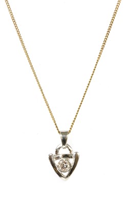 Lot 143 - A white gold single stone diamond pendant
