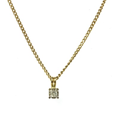 Lot 208 - A gold single stone diamond pendant