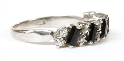 Lot 198 - A 9ct white gold sapphire and cubic zirconia ring