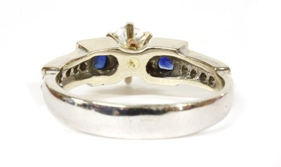 Lot 200 - A white gold diamond and sapphire ring