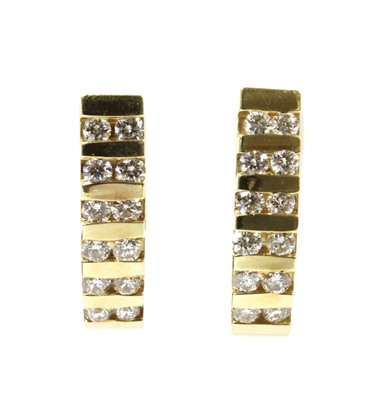Lot 213 - A pair of gold diamond half hoop earrings