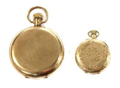 Lot 250 - A Contintental gold open-faced pin set fob watch