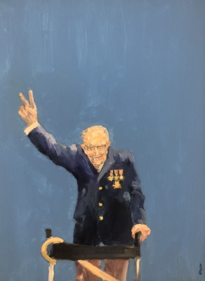 Lot 119 - Portrait with 'V' Victory sign oil on canvas