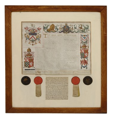 Lot 324 - Grant of Arms to Charles Thompson, Dated 1784