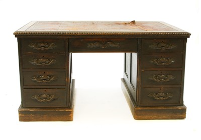 Lot 409 - A Victorian Hungarian ash pedestal desk
