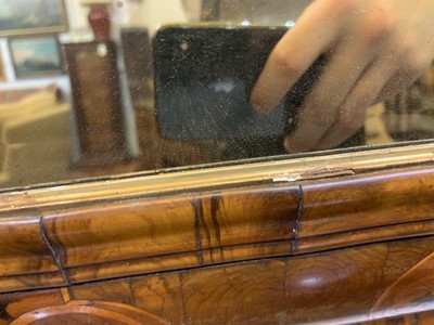 Lot 349 - A William & Mary walnut and marquetry cushion-framed mirror