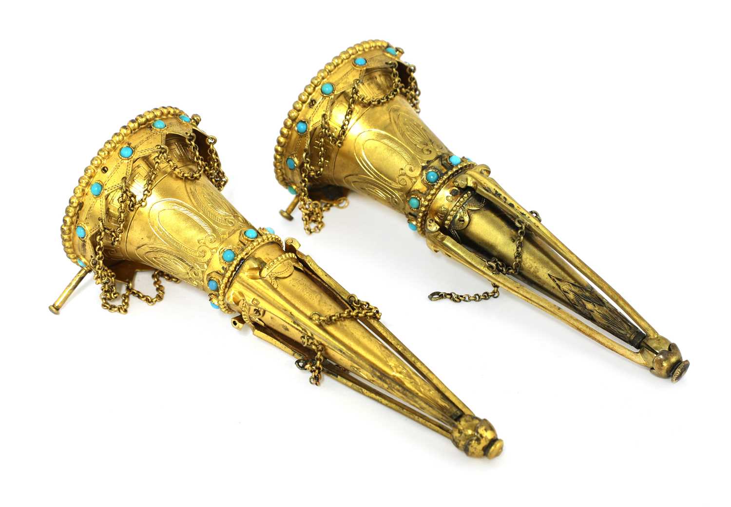 Lot 50 - A pair of Victorian silver gilt ecclesiastical posy vases