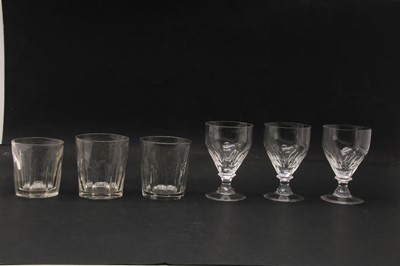 Lot 108 - A set of seven cut glass claret glasses