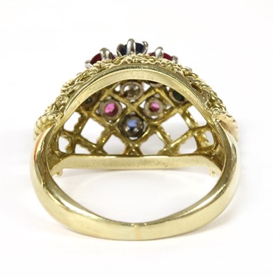 Lot 371 - A gold assorted gemstone bombé cluster ring