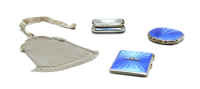Lot 38 - Three items of Guilloch enamel and silver and silver bag