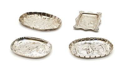 Lot 26 - A Victorian silver pin dish with embossed landscape scene