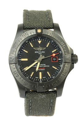 Lot 263 - A gentlemen's titanium Breitling 'Avenger Blackbird 44' automatic strap watch, c.2017