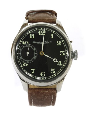 Lot 266 - A stainless steel IWC Schaffhausen pin set mechanical strap watch