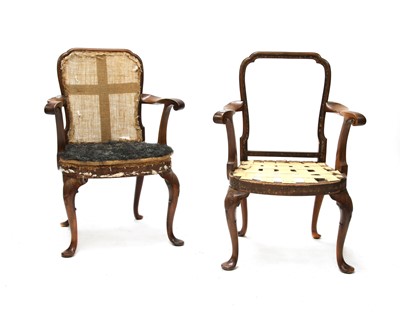 Lot 475 - A pair of George II-style walnut side chairs