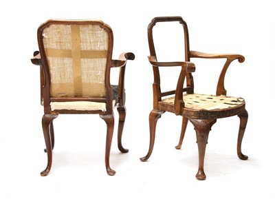 Lot 475 - A pair of George II-style walnut side chairs