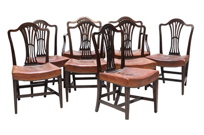 Lot 335 - A set of eight Hepplewhite-style mahogany dining chairs
