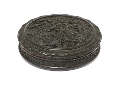 Lot 218C - A Chinese Canton tortoiseshell circular box and cover