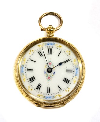 Lot 252 - A gold key wound open-faced fob watch
