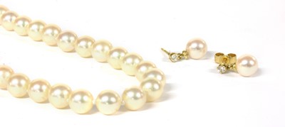 Lot 186 - A pair of 18ct gold cultured pearl and diamond earrings