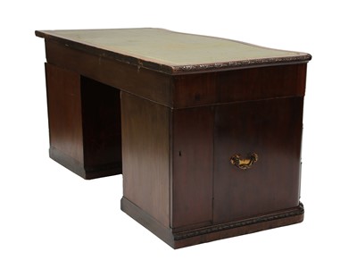 Lot 132 - A Chippendale period mahogany twin pedestal desk