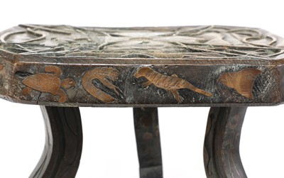 Lot 235 - A carved and inlaid talismanic stool