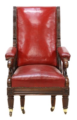 Lot 158 - A rosewood reclining library armchair