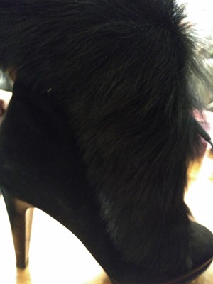 Lot 122 - A pair of Ralph Lauren black suede and fur ankle boots