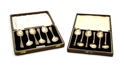 Lot 70 - Two sets of silver teaspoons
