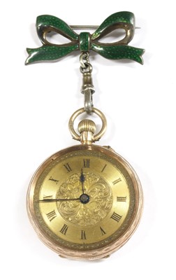 Lot 431 - A 9ct gold pin set open-faced fob watch