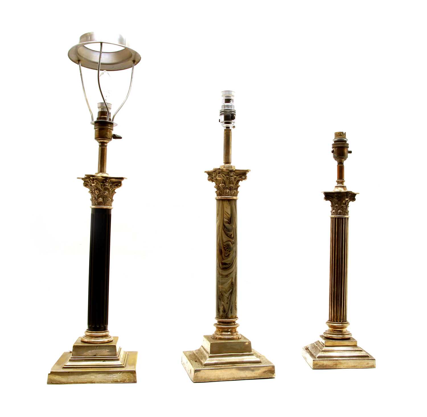 Lot 78 - Three silvered table lamps