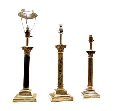 Lot 78 - Three silvered table lamps