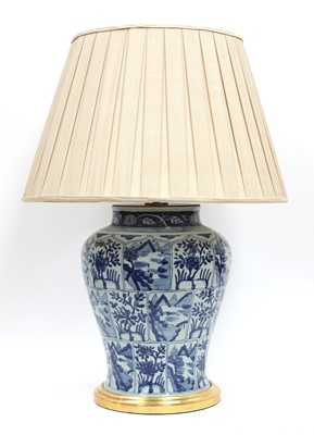 Lot 232 - A large Japanese-style porcelain baluster table lamp