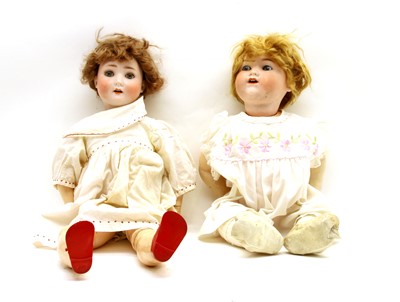 Lot 141 - Two Victorian bisque head dolls