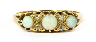 Lot 13 - An Edwardian 18ct gold opal and diamond seven stone ring