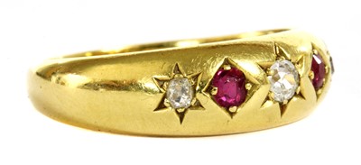 Lot 30 - A Victorian 18ct gold diamond and ruby five stone ring