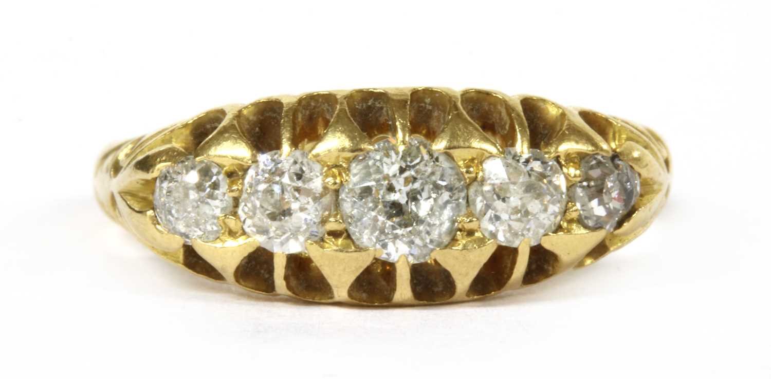 Lot 10 - An Edwardian 18ct gold five stone diamond ring