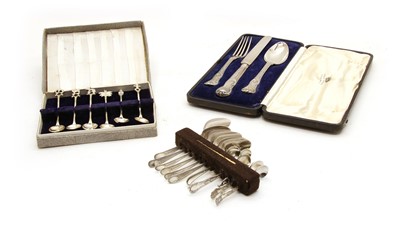 Lot 5 - A cased three piece silver christening set
