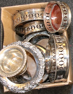 Lot 11 - A large collection of silver plated and glass wine coasters
