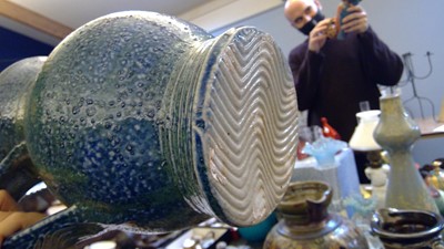 Lot 145 - A collection of Studio Pottery salt-glazed jugs